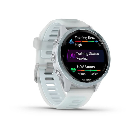 Смарт-годинник Garmin Forerunner 570 (42 мм), алюмінієвий безель небесно-блакитного кольору з біло-блакитним ремінцем