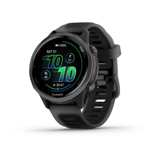 Смарт-годинник Garmin Forerunner 570 (42 мм), алюмінієвий безель сланцево-сірого кольору з чорним ремінцем