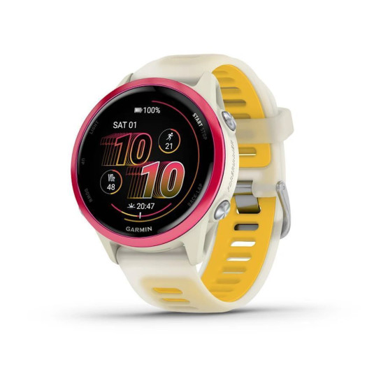 Смарт-годинник Garmin Forerunner 570 (42 мм), малиновий алюмінієвий безель з ремінцем кольору слонової кістки/манго Смарт-годинник Garmin Forerunner 570 (42 мм), малиновий алюмінієвий безель з ремінцем кольору слонової кістки/манго