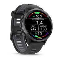 Смарт-часы Garmin Forerunner 970 с углеродно-серым титановым безелем DLC, чёрным корпусом и чёрным ремешком