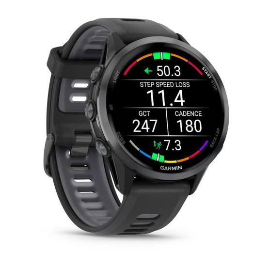 Смарт-годинник Garmin Forerunner 970 з вуглецево-сірим титановим безелем DLC, чорним корпусом і чорним ремінцем