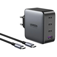 Мережевий зарядний пристрій Ugreen CD226/40747 1xUSB-A 3xUSB-C QC4.0 100W GaN Tech Fast Black