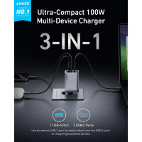Зарядний пристрій Anker Prime Charger A2688 (100W, 3 Ports, GaN)