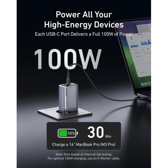 Зарядний пристрій Anker Prime Charger A2688 (100W, 3 Ports, GaN)