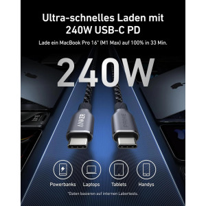 Кабель Anker Prime USB-C на USB-C Кабель (240W)