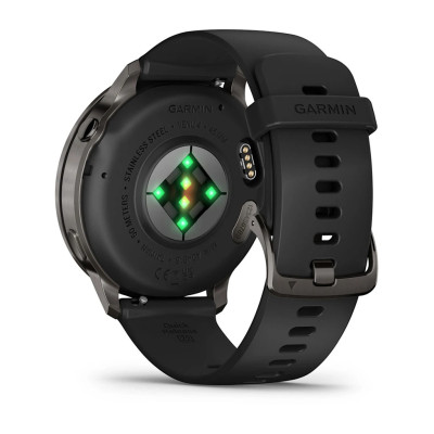 Смарт-годинник Garmin Venu 4 45 мм Slate з чорним силіконовим ремінцем