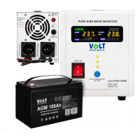 Источник бесперебойного питания VOLT POLSKA SINUS PRO 1000E 12/230В (700/1000 Вт) + аккумулятор VOLT AGM 100Ah