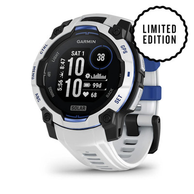 Смарт-годинник Garmin Instinct 3 45 мм Solar Whitestone/Bolt Blue (біло-синій)