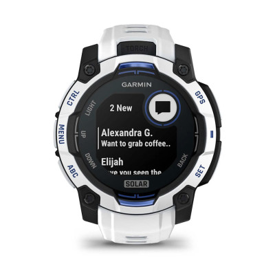 Смарт-годинник Garmin Instinct 3 45 мм Solar Whitestone/Bolt Blue (біло-синій)