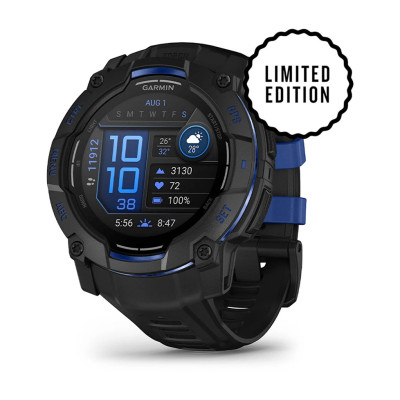Смарт-годинник Garmin Instinct 3 50 мм AMOLED Black з ремінцем Black/Bolt Blue