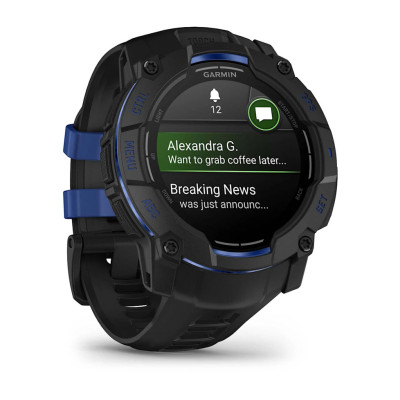 Смарт-годинник Garmin Instinct 3 50 мм AMOLED Black з ремінцем Black/Bolt Blue