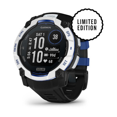 Смарт-годинник Garmin Instinct 3 50 мм Solar Whitestone/Black-Blue (білий корпус, чорно-синій ремінець)
