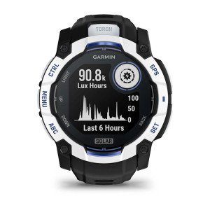 Смарт-годинник Garmin Instinct 3 50 мм Solar Whitestone/Black-Blue (білий корпус, чорно-синій ремінець)
