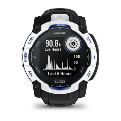 Смарт-годинник Garmin Instinct 3 50 мм Solar Whitestone/Black-Blue (білий корпус, чорно-синій ремінець)