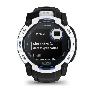 Смарт-годинник Garmin Instinct 3 50 мм Solar Whitestone/Black-Blue (білий корпус, чорно-синій ремінець)