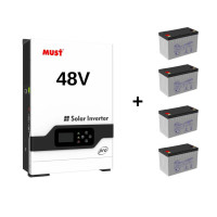 Гібридний інвертор MUST PV18-5248PRO + 4шт АКБ GEL 100Ah12V