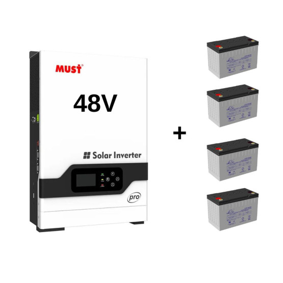 Гібридний інвертор MUST PV18-5248PRO + 4шт АКБ GEL 100Ah12V