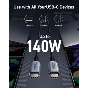 Кабель Anker 765 USB-C to USB-C Cable 140W (3 ft / 6 ft)