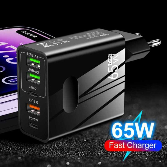 Зарядний пристрій GAN Charger Fast Charging Multi Port QC 3.0 PD25W 65W