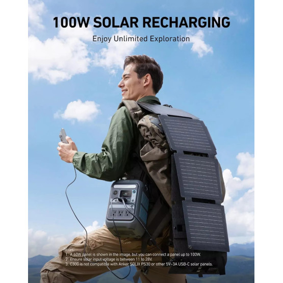 Портативна електростанція Anker SOLIX C300 Portable Power Station AC DC Outlet 288Wh 300W