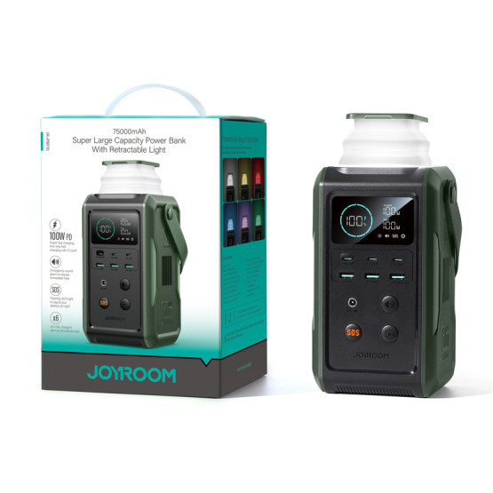 JOYROOM PD100W з нічником, портативний акумулятор великої ємності 75000мАг, зелений