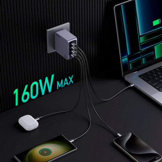 Зарядний пристрій UGREEN Nexode Pro X763 GaN 160W Gray
