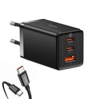 Зарядный устройство Baseus GaN5 Pro Fast Charger 2C+U 65W Black w/Type-C to Type-C