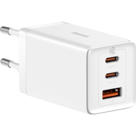Зарядний пристрій Baseus GaN5 Pro Fast Charger 2C+U 65W White w/Type-C to Type-C Зарядний пристрій Baseus GaN5 Pro Fast Charger 2C+U 65W White w/Type-C to Type-C