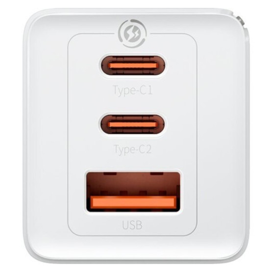 Зарядний пристрій Baseus GaN5 Pro Fast Charger 2C+U 65W White w/Type-C to Type-C Зарядний пристрій Baseus GaN5 Pro Fast Charger 2C+U 65W White w/Type-C to Type-C