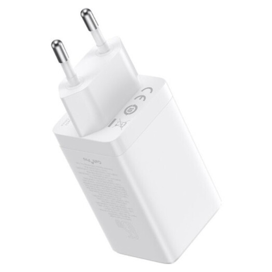 Зарядний пристрій Baseus GaN5 Pro Fast Charger 2C+U 65W White w/Type-C to Type-C Зарядний пристрій Baseus GaN5 Pro Fast Charger 2C+U 65W White w/Type-C to Type-C