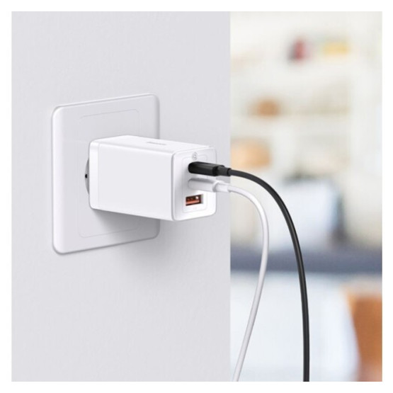 Зарядний пристрій Baseus GaN5 Pro Fast Charger 2C+U 65W White w/Type-C to Type-C Зарядний пристрій Baseus GaN5 Pro Fast Charger 2C+U 65W White w/Type-C to Type-C