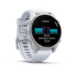 Смарт-годинник Garmin Fenix 8 43 мм AMOLED Срібний з білим силіконовим ремінцем
