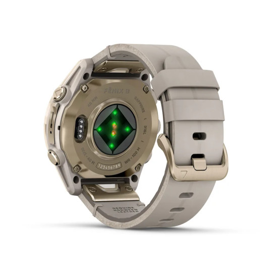 Смарт-годинник Garmin Fenix 8 43 мм AMOLED Сапфір Туманно-сірий/М'яке золото з шкіряним ремінцем QuickFit 20 мм