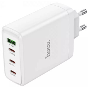 Зарядный устройство Hoco N31 100w GaN PD 3xUSB-C/USB-A ports fast charger + USB-C to USB-C cable white