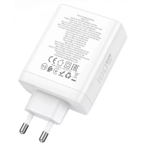 Зарядный устройство Hoco N31 100w GaN PD 3xUSB-C/USB-A ports fast charger + USB-C to USB-C cable white