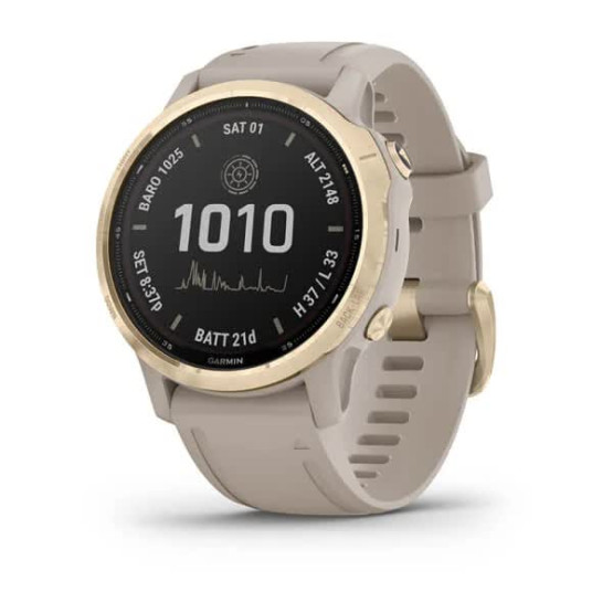 Годинник Garmin Fenix 6S Pro Solar Edition Light gold with light sand band