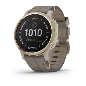 Часы Garmin Fenix 6S Pro Solar Edition Light gold with shale grey suede band