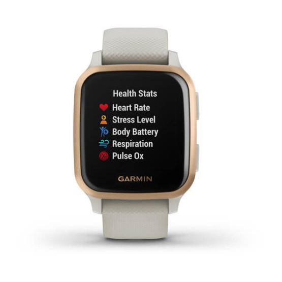 Смарт часы Garmin Venu Sq Music Rose Gold Aluminum Bezel with Light Sand Case