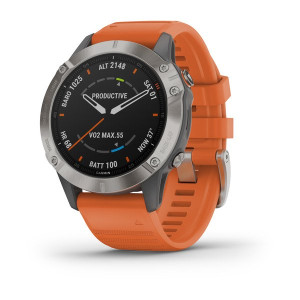 Часы Garmin Fenix 6 Sapphire Titanium with Ember Orange Band