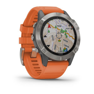 Часы Garmin Fenix 6 Sapphire Titanium with Ember Orange Band