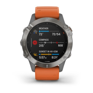 Часы Garmin Fenix 6 Sapphire Titanium with Ember Orange Band