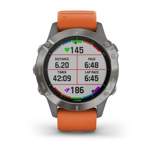 Часы Garmin Fenix 6 Sapphire Titanium with Ember Orange Band