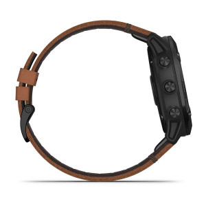 Часы Garmin Fenix 6X Sapphire Black DLC with Chestnut Leather Band
