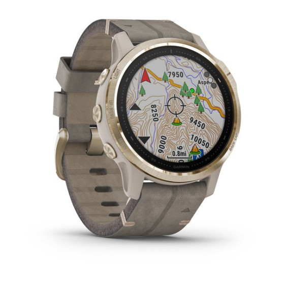 Годинник Garmin Fenix 6S Sapphire Light Gold-tone with Shale Gray Leather Band Годинник Garmin Fenix 6S Sapphire Light Gold-tone with Shale Gray Leather Band
