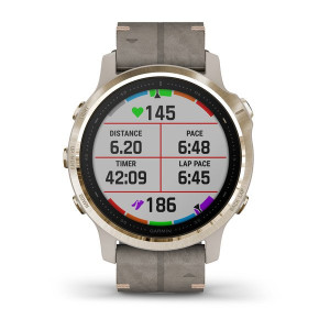 Часы Garmin Fenix 6S Sapphire Light Gold-tone with Shale Gray Leather Band