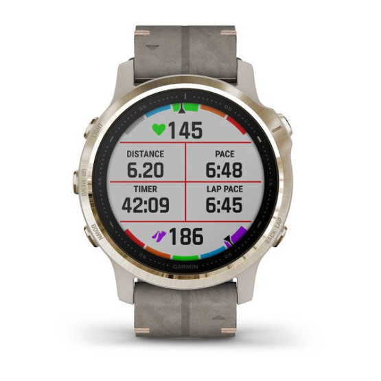Годинник Garmin Fenix 6S Sapphire Light Gold-tone with Shale Gray Leather Band Годинник Garmin Fenix 6S Sapphire Light Gold-tone with Shale Gray Leather Band