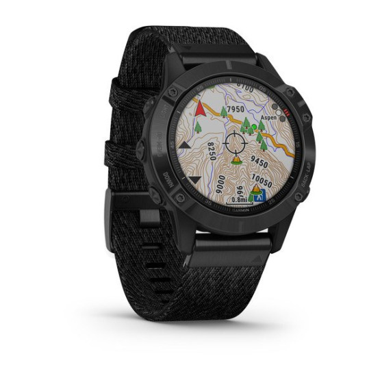 Годинник Garmin Fenix 6 Sapphire Black DLC with Heathered Black Nylon Band Годинник Garmin Fenix 6 Sapphire Black DLC with Heathered Black Nylon Band