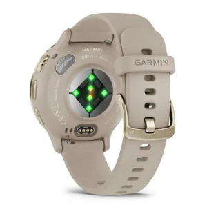 Смарт-годинник Garmin Venu 3S корпус кольору французький сірий з золотистим сталевим безелем та силіконовим ремінцем