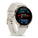 Смарт-годинник Garmin Venu 3S корпус кольору слонова кістка зі золотистим сталевим безелем та білим силіконовим ремінцем