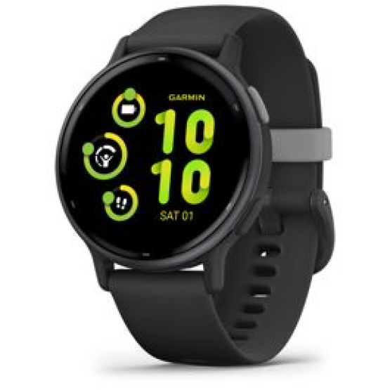 Garmin Vivoactive 5 Slate Aluminum Bezel with Black Case and Silicone Band
